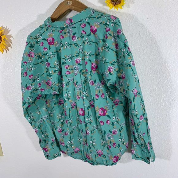 Charter Club Floral Animal Print Latch Sleeve Collar Blouse Size Large Women’s - Picture 7 of 10